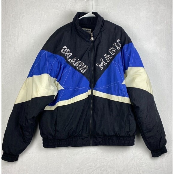 Vintage Champion Orlando Magic Jacket Mens XXL 2XL Black Blue Full Zip NBA - Picture 1 of 16